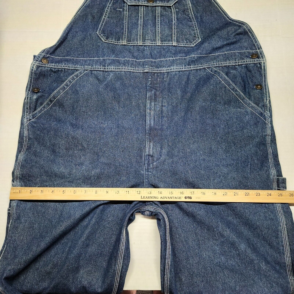 Mens Real Work Wear Denim Bib Overalls Relaxed Fit Blue 44W 30L Outdoor Mechanic - Picture 9 of 12